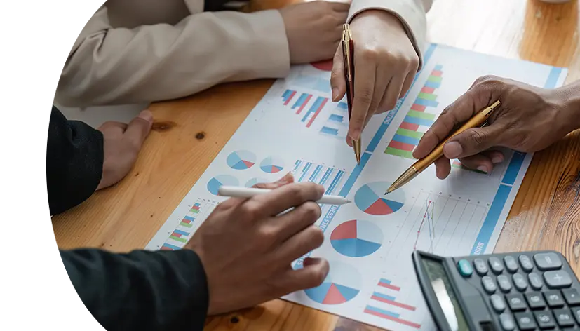 Business team meeting to conference, collaboration discussing working analyzing with financial data