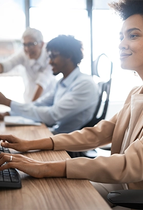 Successful group of business people at work in office