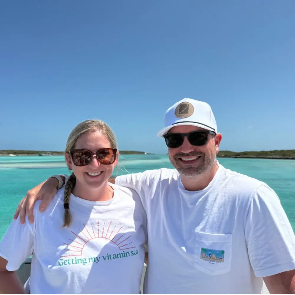 Couple standing together wearing Securewon merch