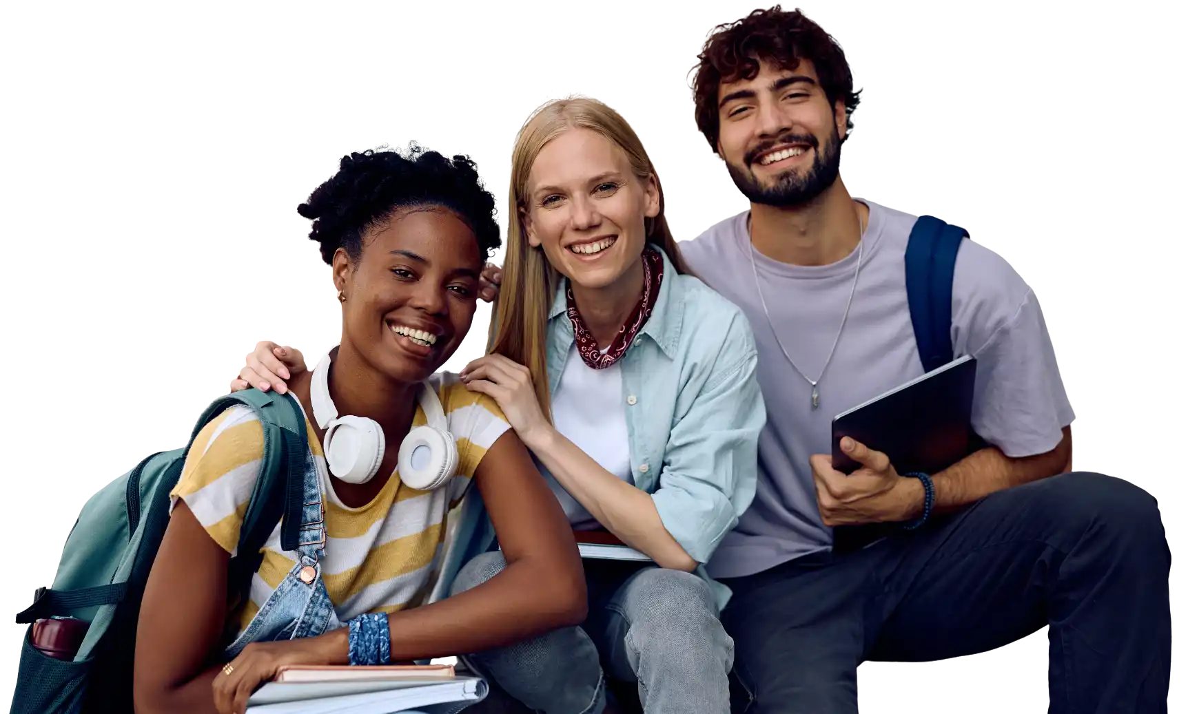 Portrait of happy college students at campus